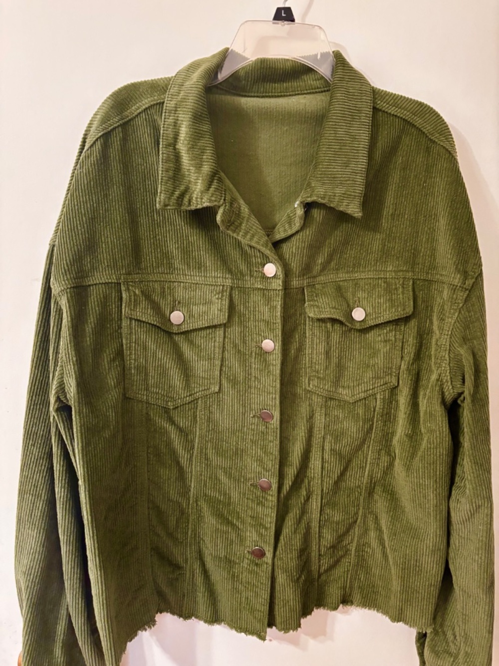 Deep Olive Green Corduroy Shacket/Utility Jacket NWOT